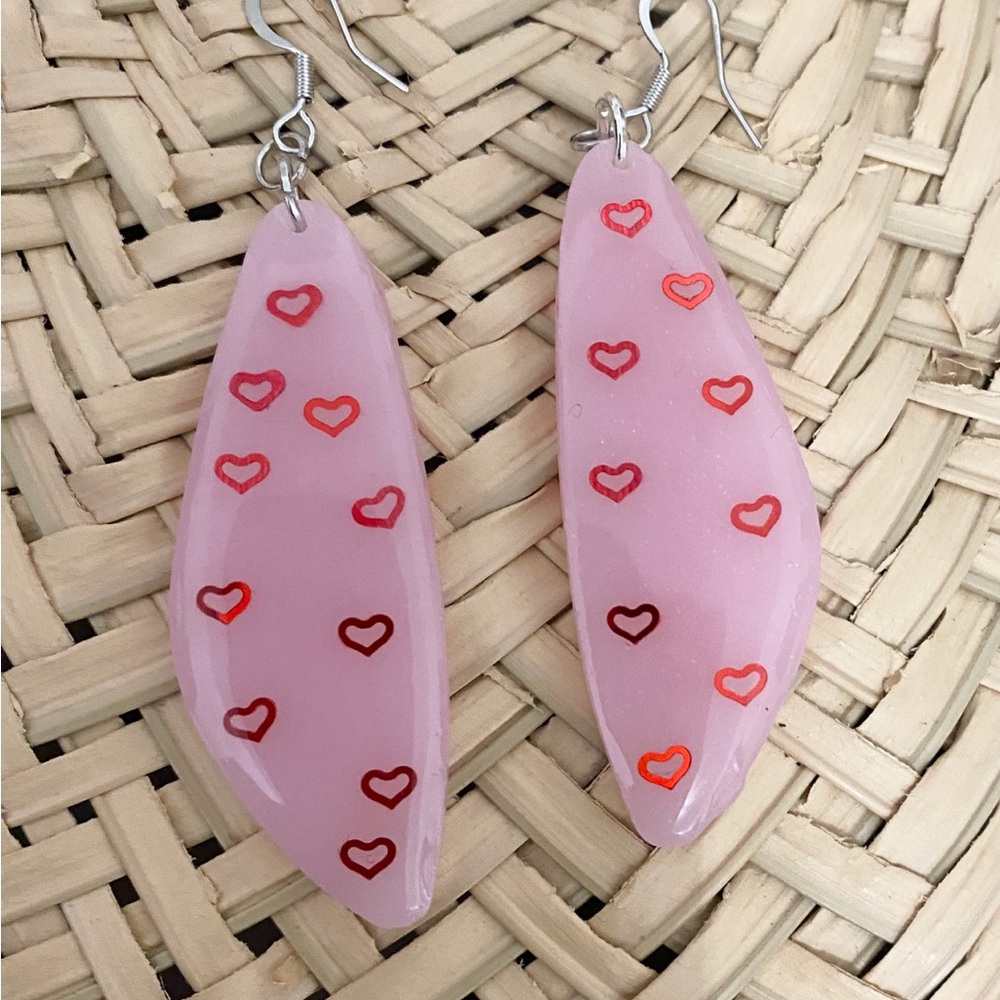 Pink Heart Drop Earrings